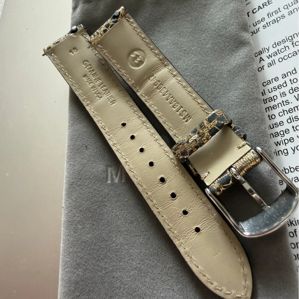 Michele Black and Gold Lace Leather Watch Strap - 18mm - Picture 13 of 16